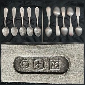 1976 Bicentennial Pewter Spoon Set Harrington Colonial Leaders W/ ORIGINAL ROLL